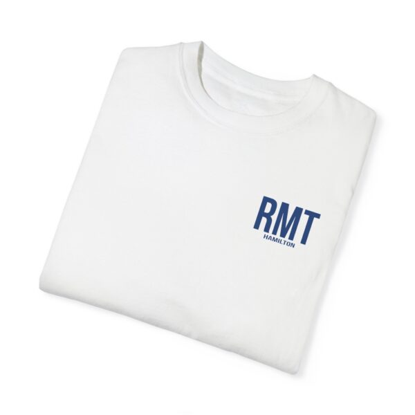 Customised RMT HAMILTON Shirt (in blue lettering) Unisex Garment-Dyed - Image 4