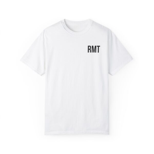 A non-customized RMT Shirt (in black lettering) Unisex Garment-Dyed