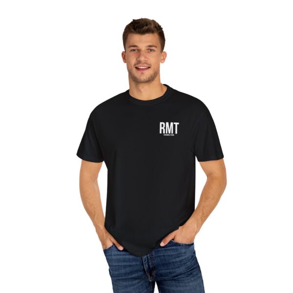 CUSTOM RMT HAMILTON (in white lettering) Unisex Garment-Dyed Massage Tee - Image 4