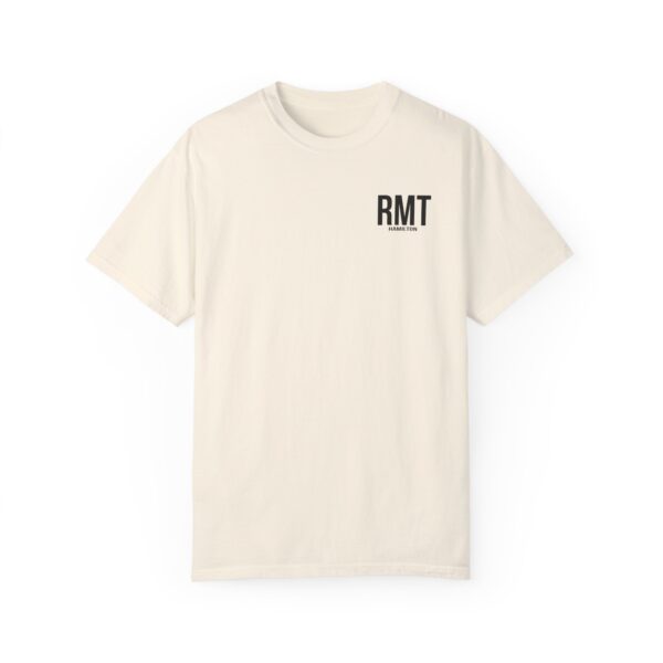 Customised RMT HAMILTON Shirt (in black lettering) Unisex Garment-Dyed  Massage Tee - Image 9