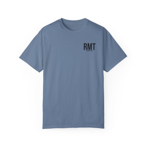 Customised RMT HAMILTON Shirt (in black lettering) Unisex Garment-Dyed  Massage Tee - Image 17