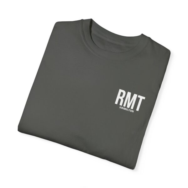 CUSTOM RMT HAMILTON (in white lettering) Unisex Garment-Dyed Massage Tee - Image 7