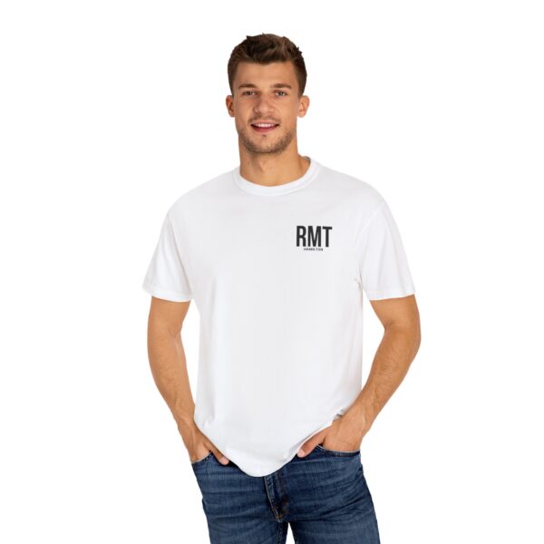 Customised RMT HAMILTON Shirt (in black lettering) Unisex Garment-Dyed  Massage Tee - Image 4