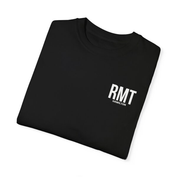 CUSTOM RMT HAMILTON (in white lettering) Unisex Garment-Dyed Massage Tee - Image 3