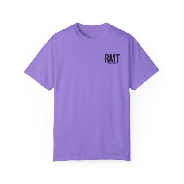 Customised RMT HAMILTON Shirt (in black lettering) Unisex Garment-Dyed  Massage Tee - Image 21