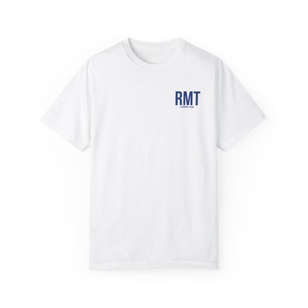 Customised RMT HAMILTON Shirt (in blue lettering) Unisex Garment-Dyed - Image 2