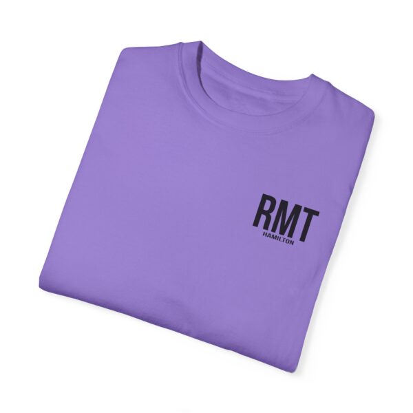 Customised RMT HAMILTON Shirt (in black lettering) Unisex Garment-Dyed  Massage Tee - Image 23