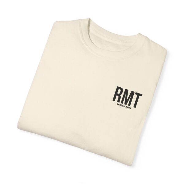 Customised RMT HAMILTON Shirt (in black lettering) Unisex Garment-Dyed  Massage Tee - Image 11